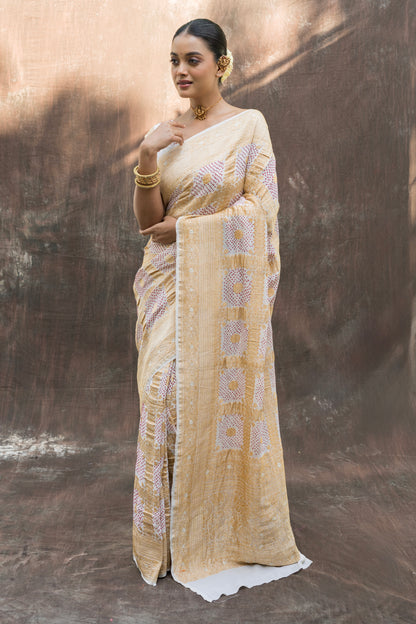 Red Rai Dana Gharchola Georgette White Bandhej Saree