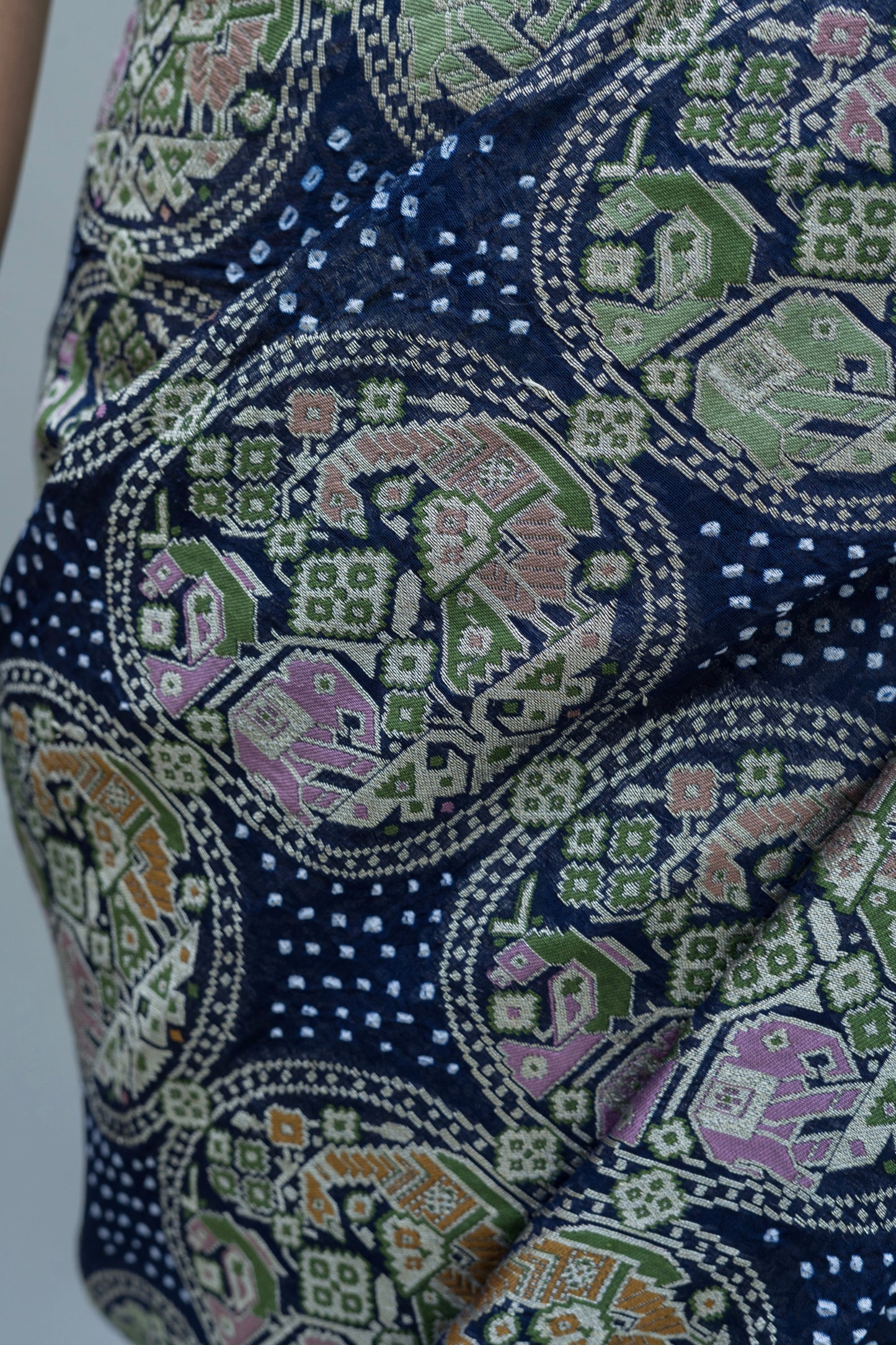 Georgette Patola Boota Meenakari Royal Blue Bandhej Saree