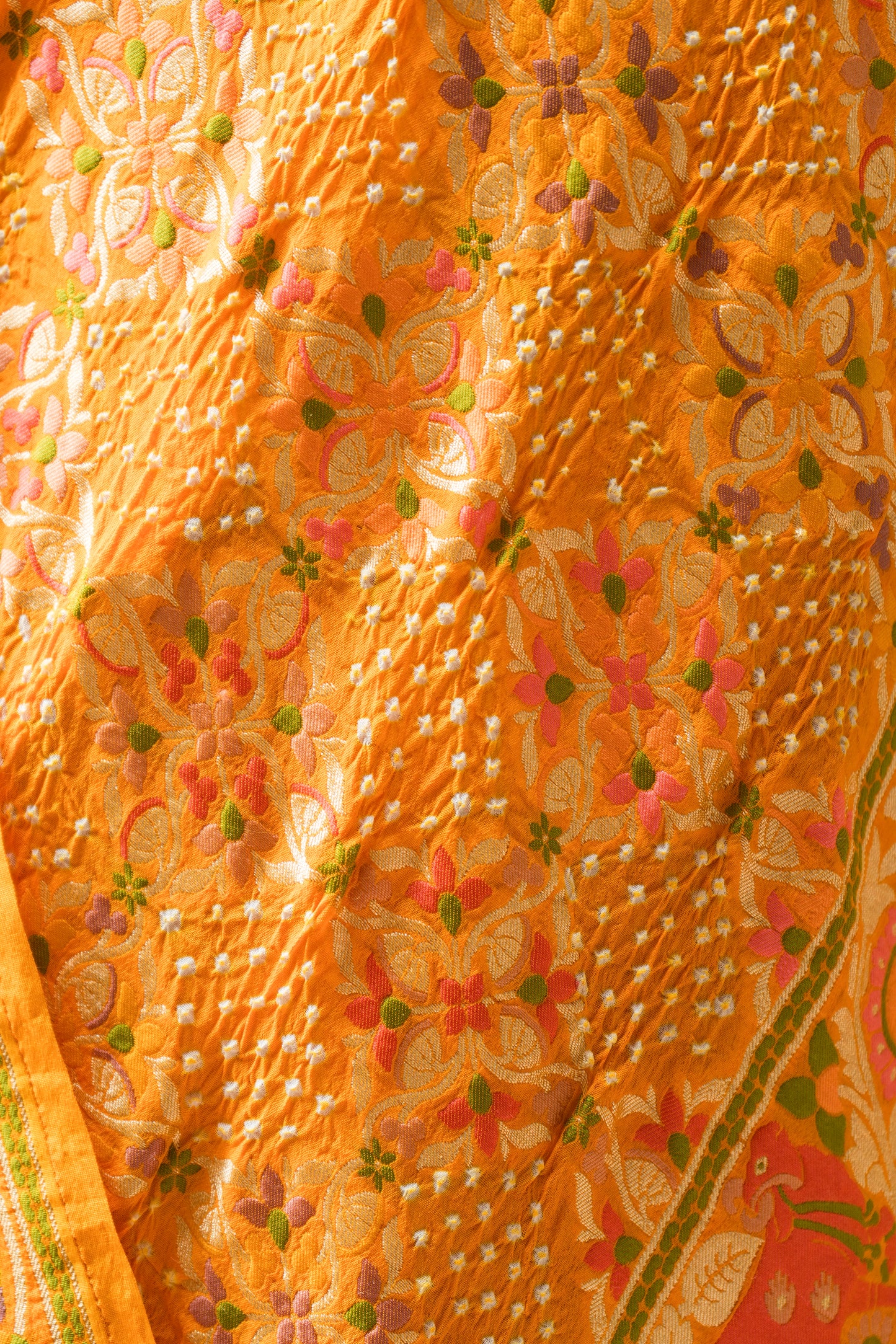Georgette Pichwai Jaal Orange Bandhej Saree