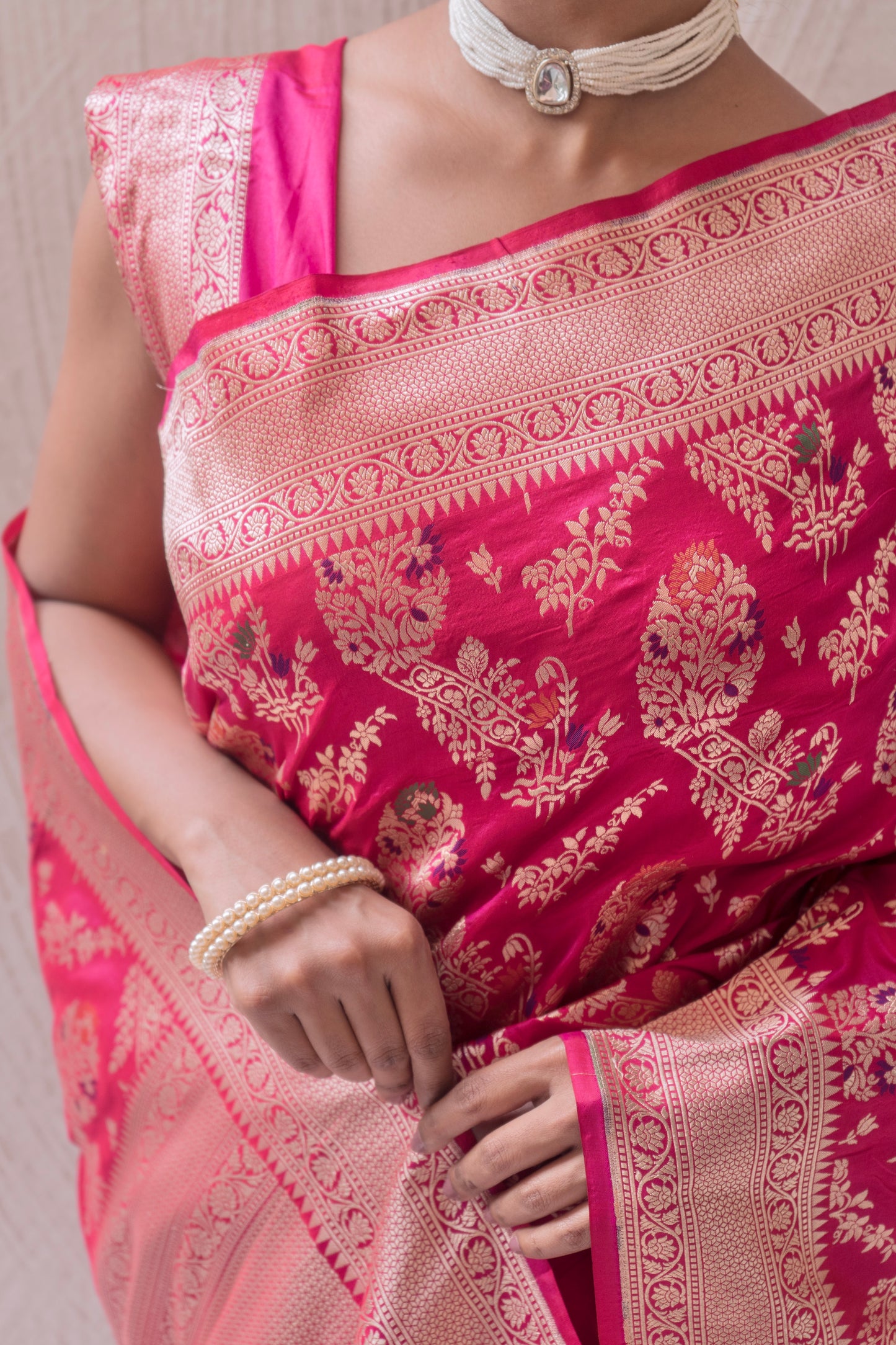 Katan Meenakari Rani saree