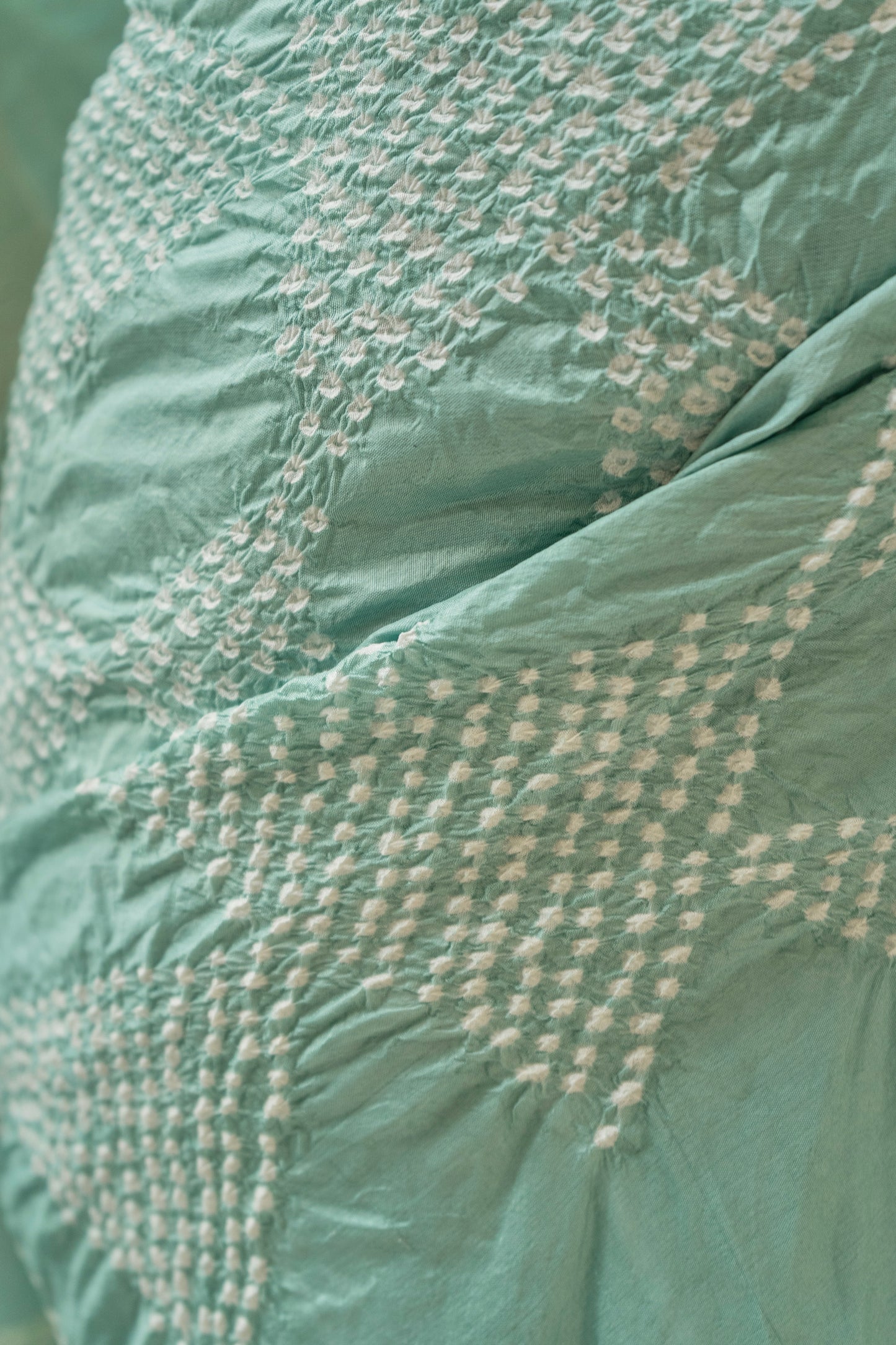 Katan Swan Motif Parsi Pastel Blue Bandhej Saree