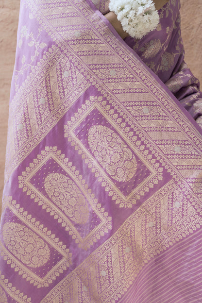 Katan Sona Rupa Jaal Lavender Saree