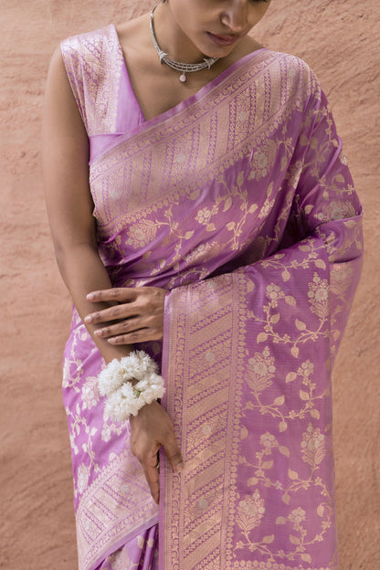 Katan Sona Rupa Jaal Lavender Saree