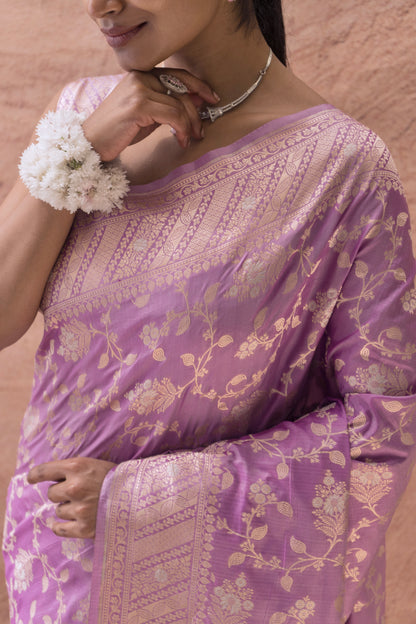 Katan Sona Rupa Jaal Lavender Saree