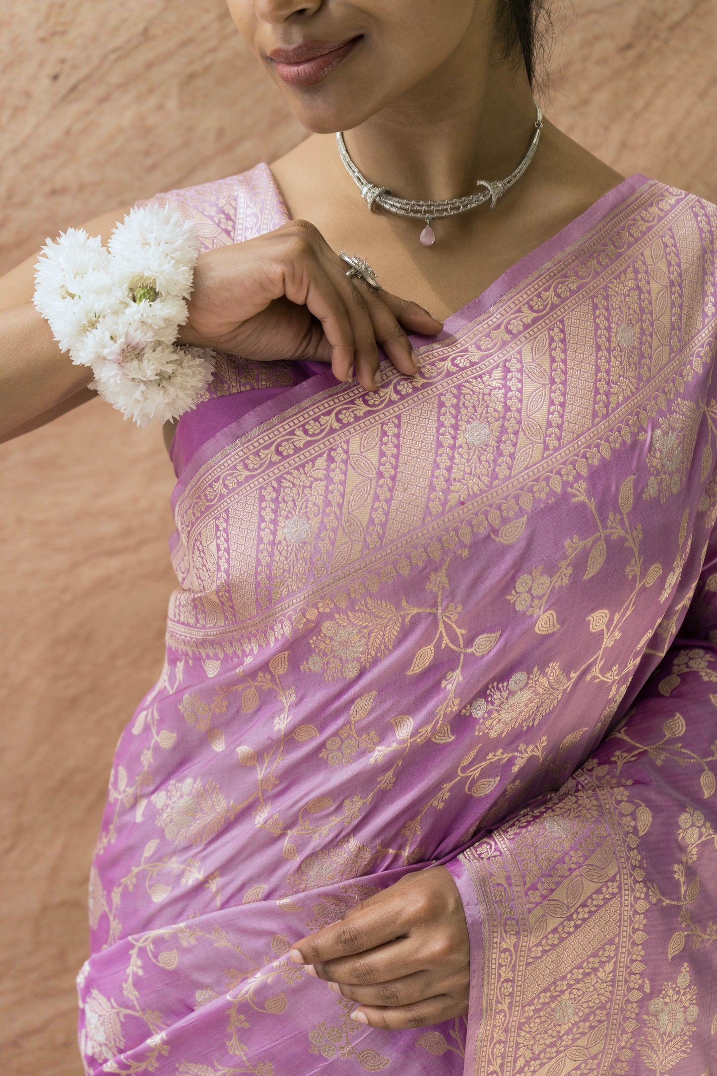 Katan Sona Rupa Jaal Lavender Saree