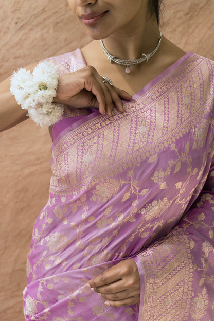 Katan Sona Rupa Jaal Lavender Saree