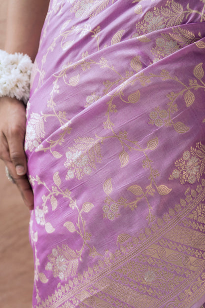 Katan Sona Rupa Jaal Lavender Saree