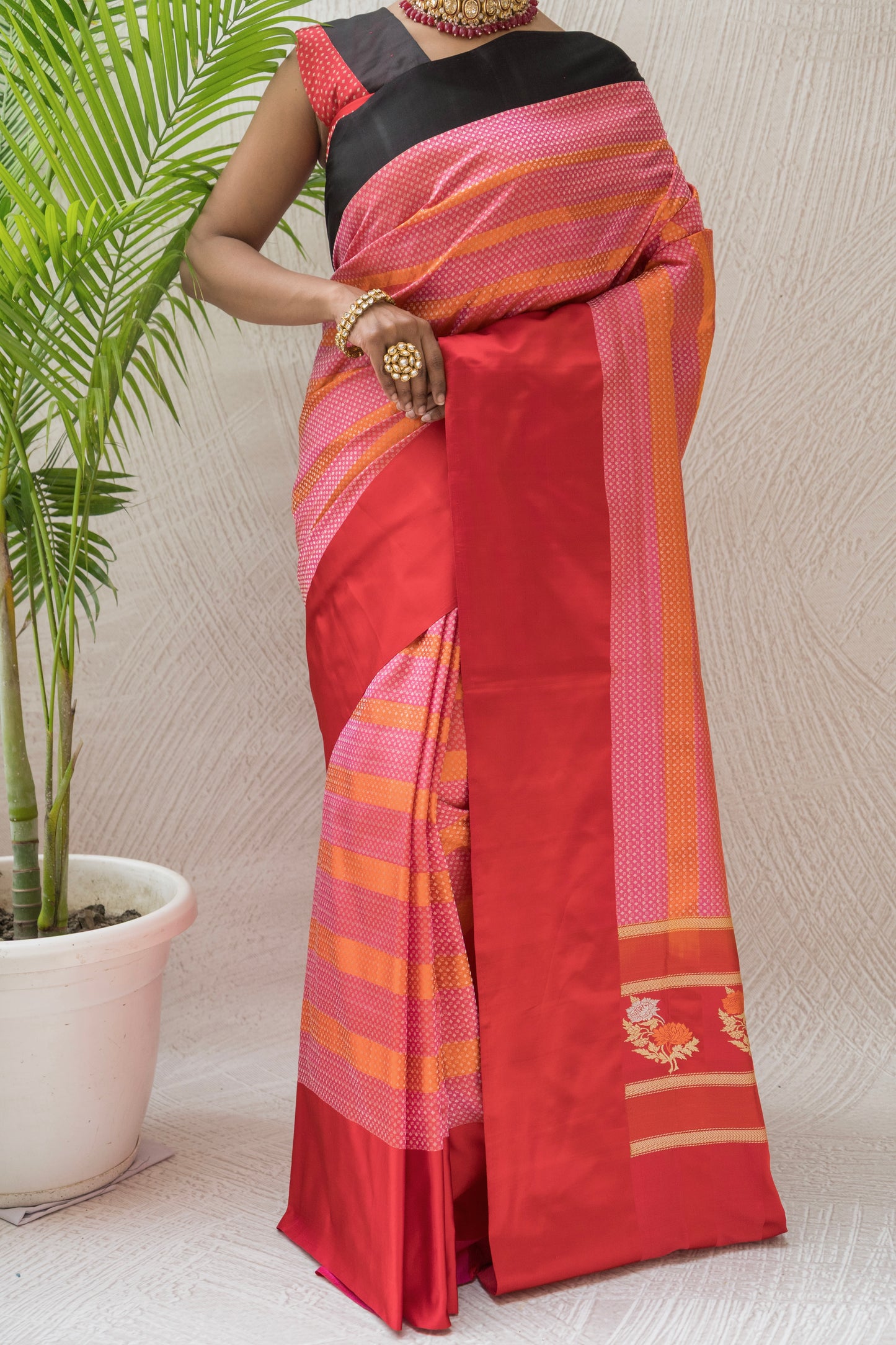 Handloom Katan Kadhua Multicolored Saree