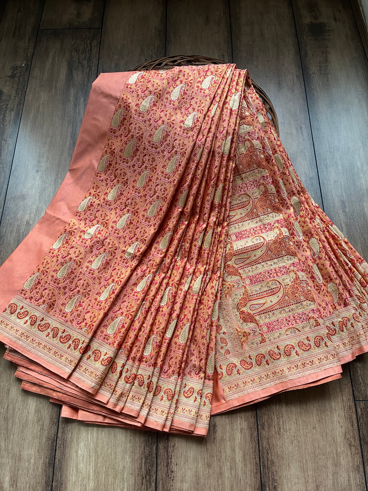 Peach Jamawar Zari Saree