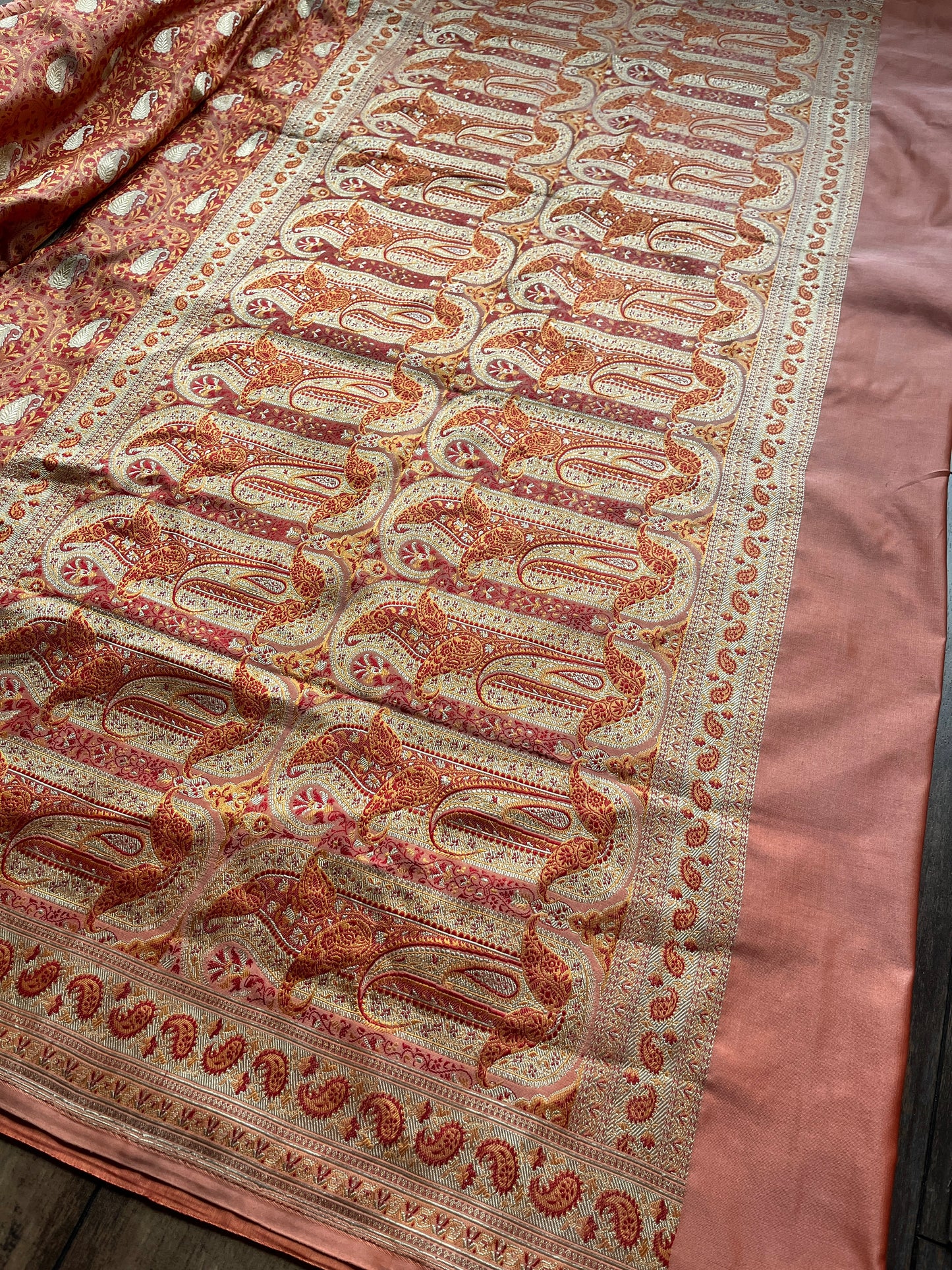 Peach Jamawar Zari Saree