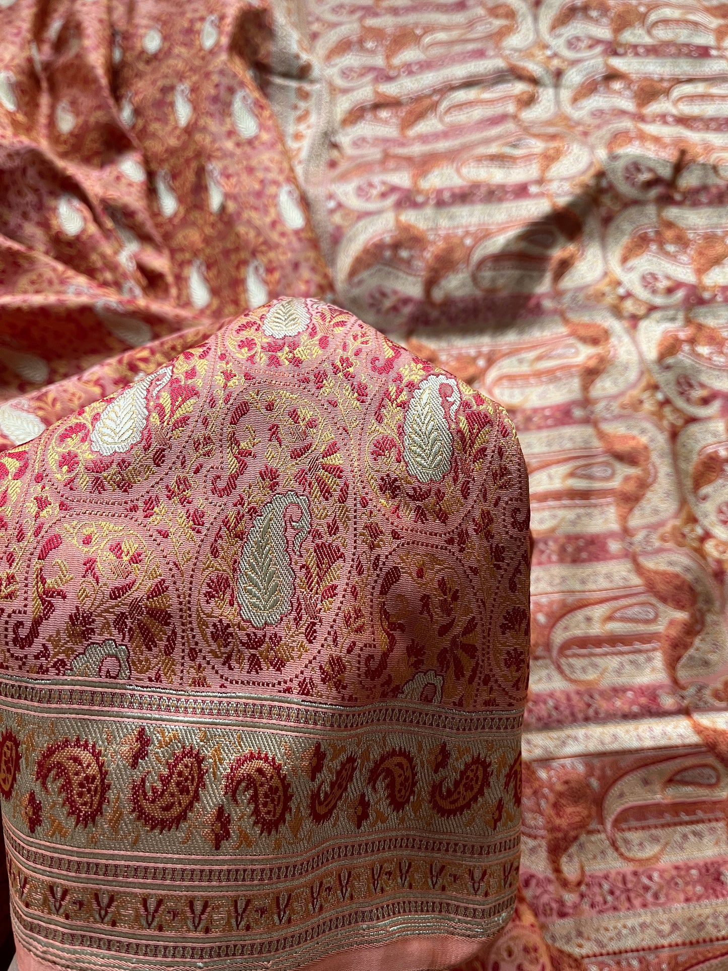 Peach Jamawar Zari Saree