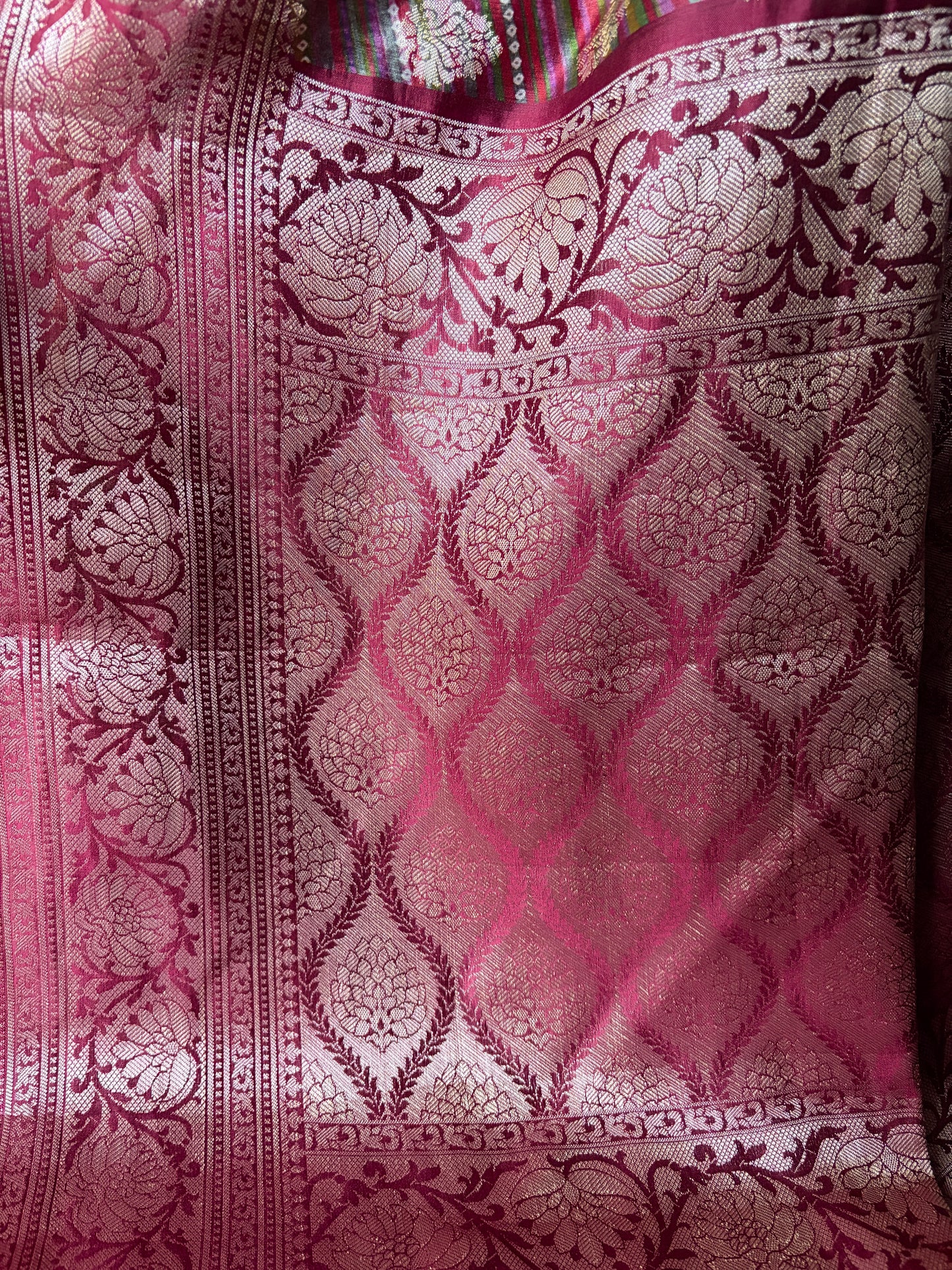 Handloom Chiniya Silk Leheriya Rani Saree