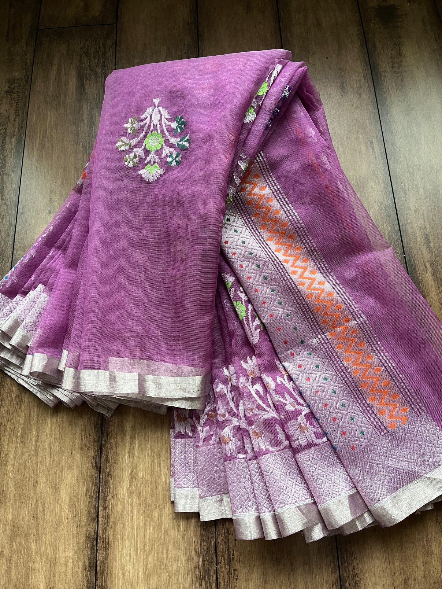 Khaddi Net Kadhua Lavender Saree