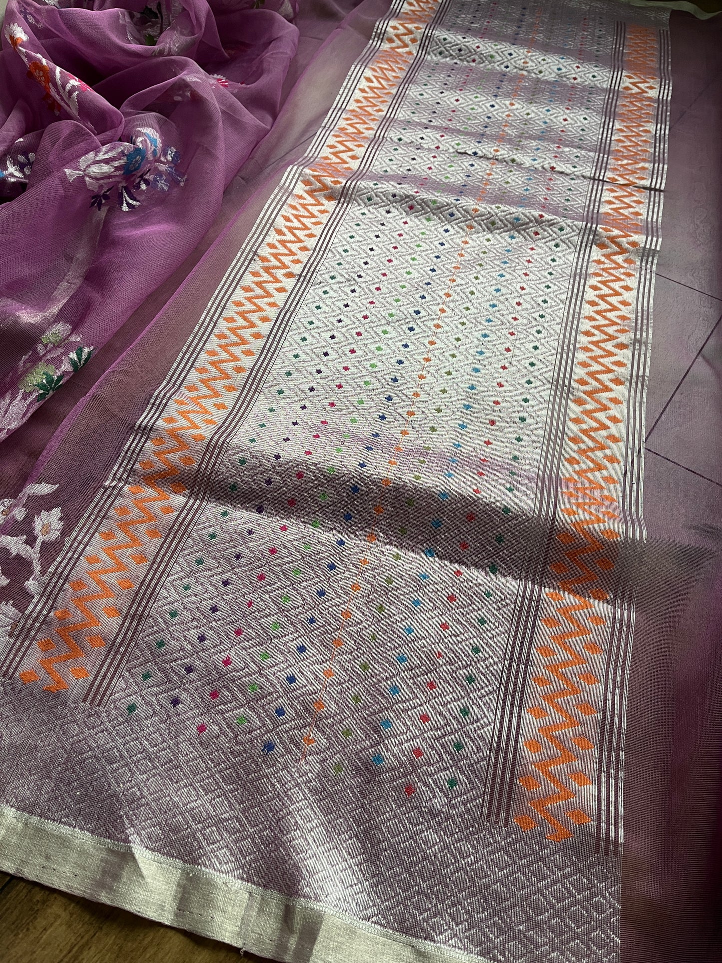 Khaddi Net Kadhua Lavender Saree