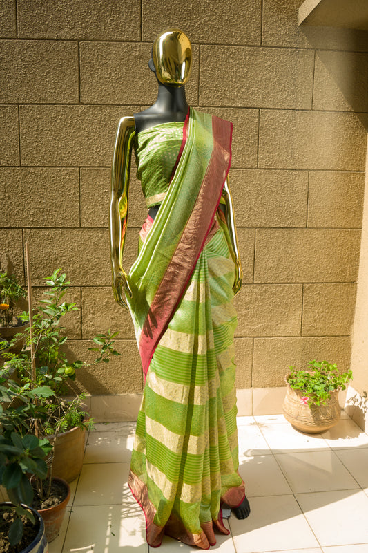 Printed Green Saree