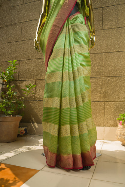 Printed Green Saree