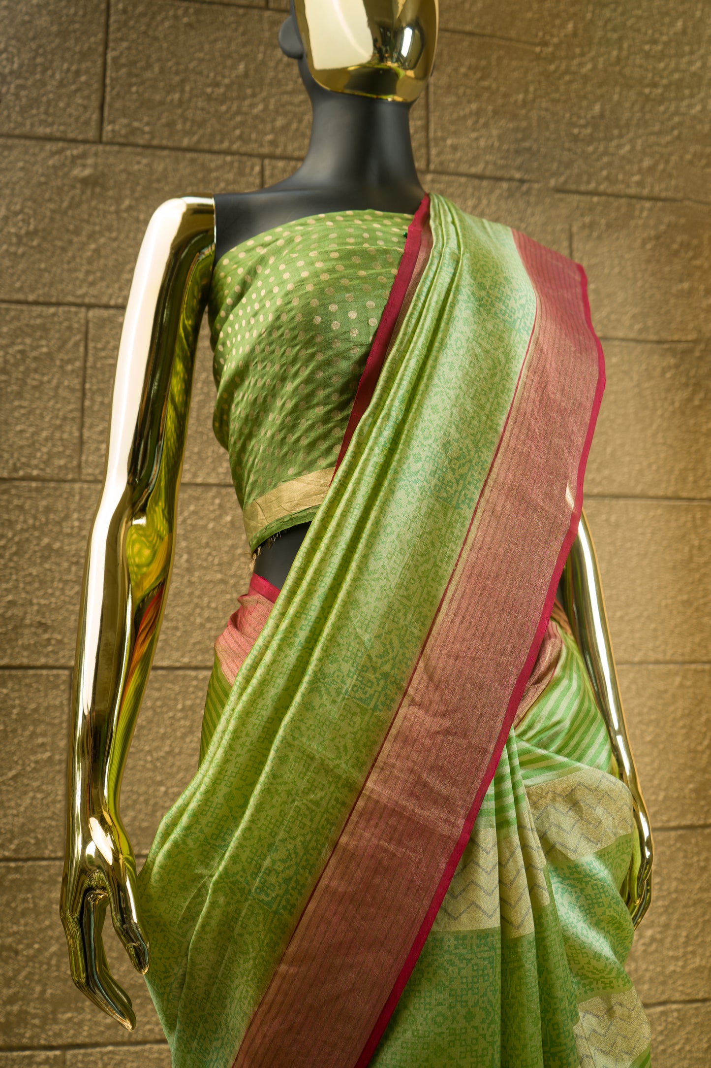 Printed Green Saree