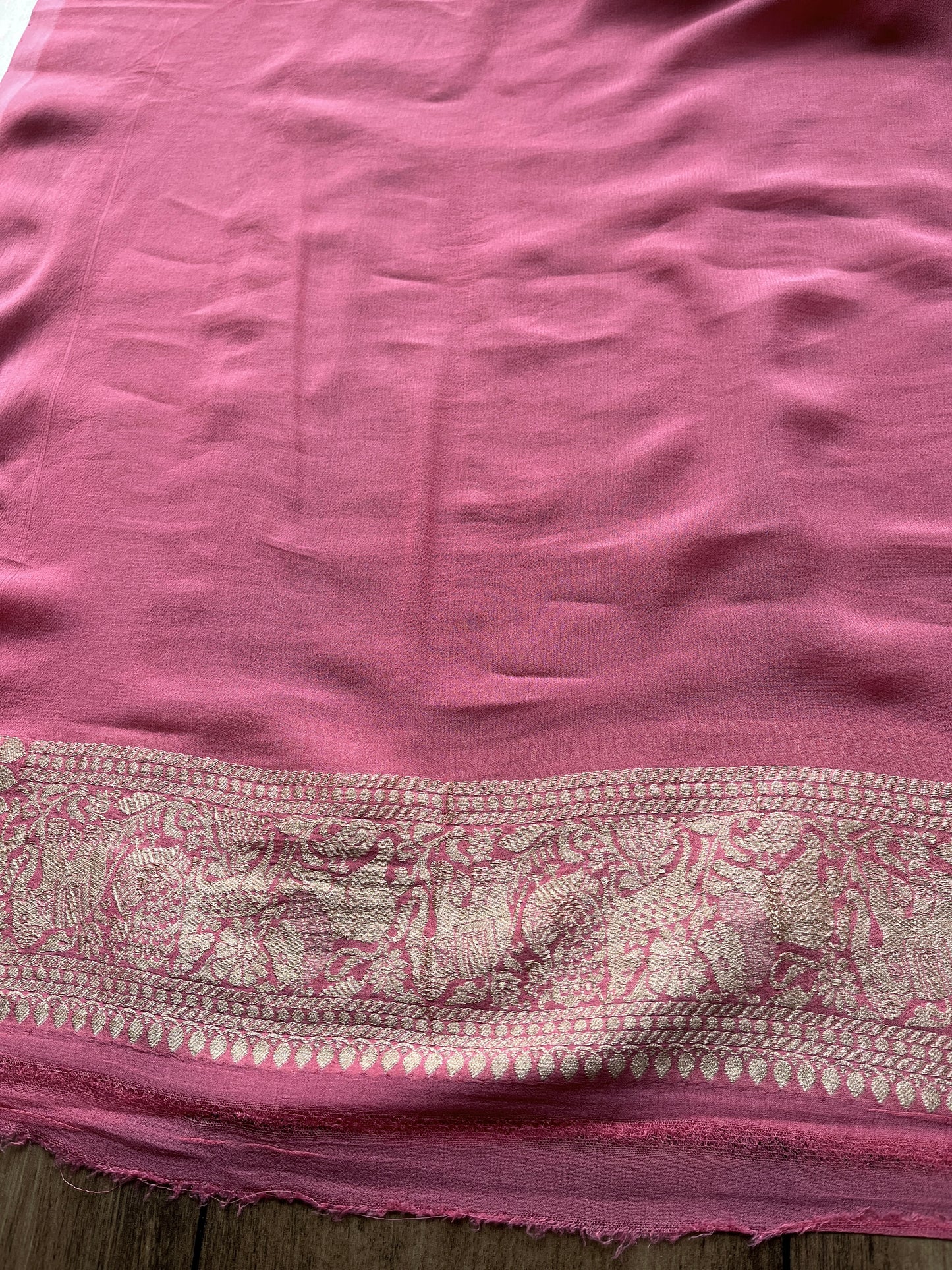 Shikargah Jaal Peach Pink Saree