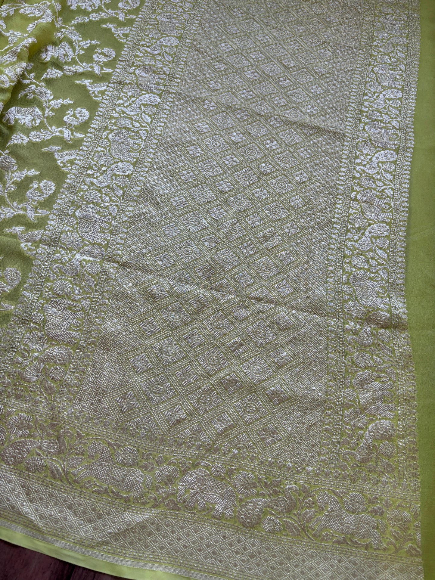 Shikargah Khaddi Neon Green Saree