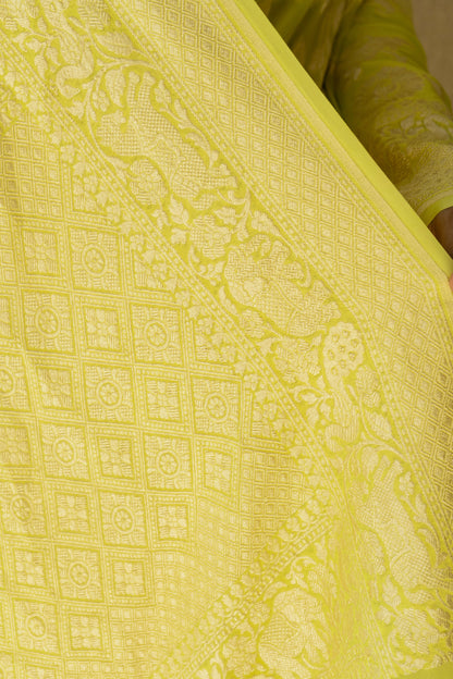 Shikargah Khaddi Neon Green Saree