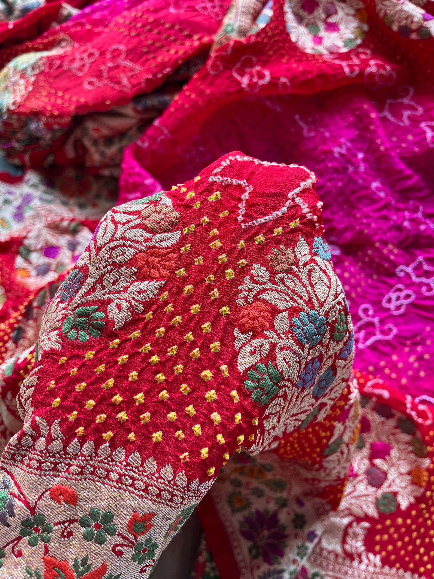 Tilfi Bandhej Shaded Meenakari Saree