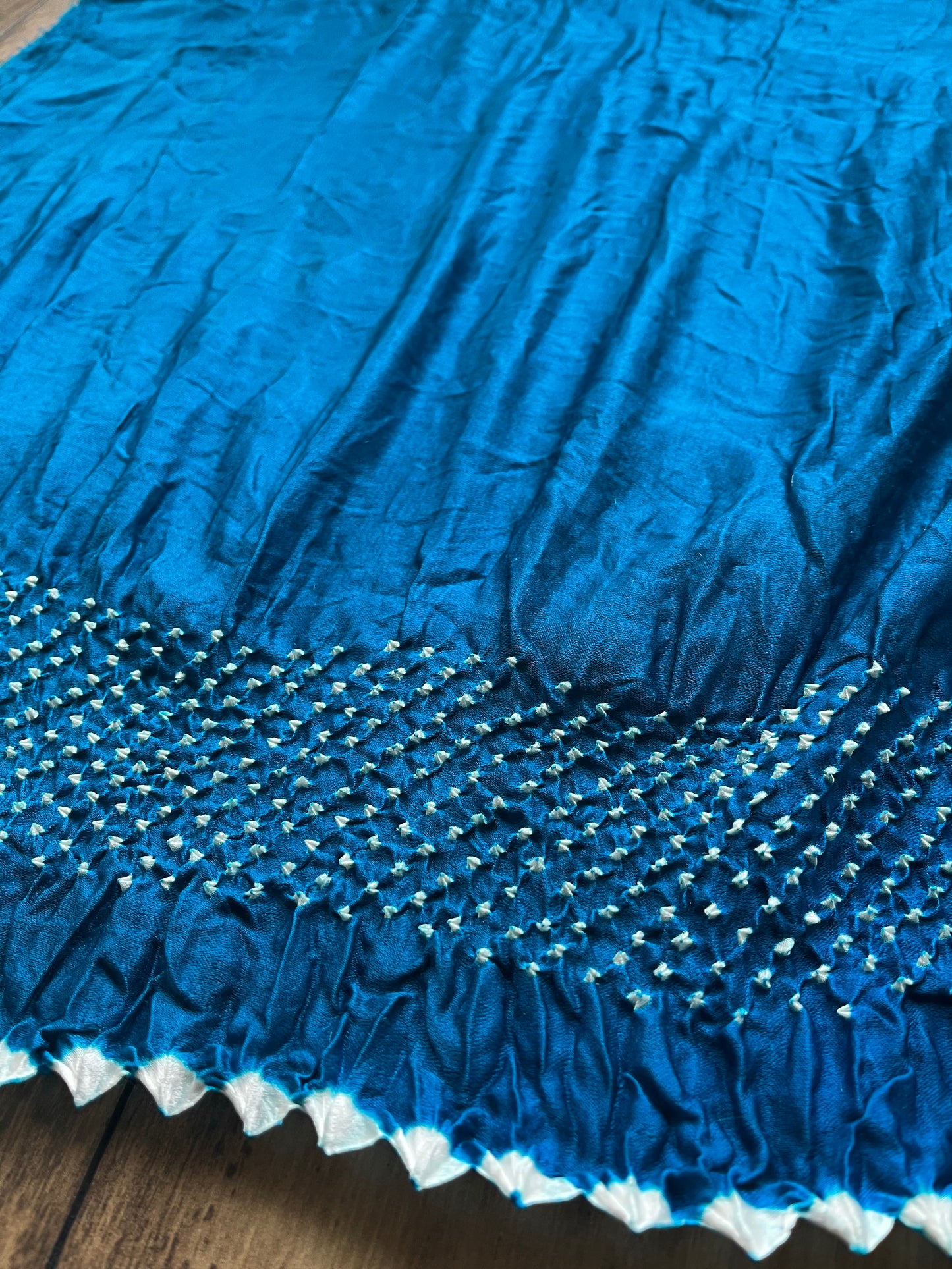 Gajji Silk Bandhej Saree (Ink Blue)