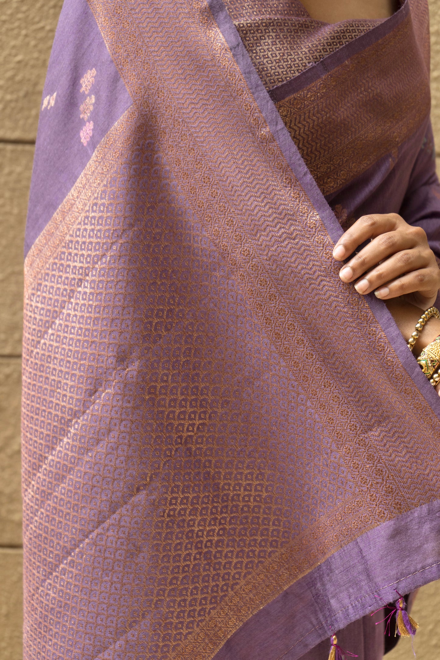 Moonga Meenakari Purple Saree