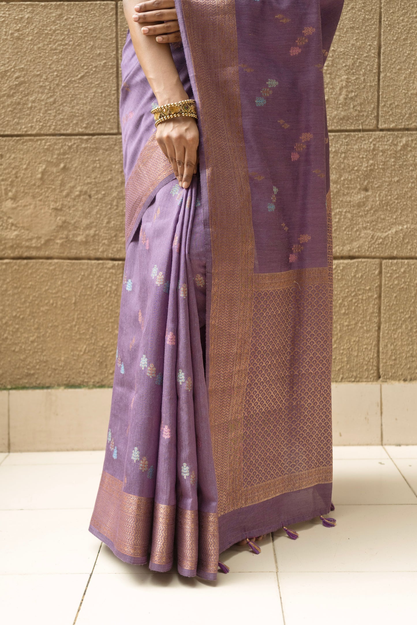 Moonga Meenakari Purple Saree