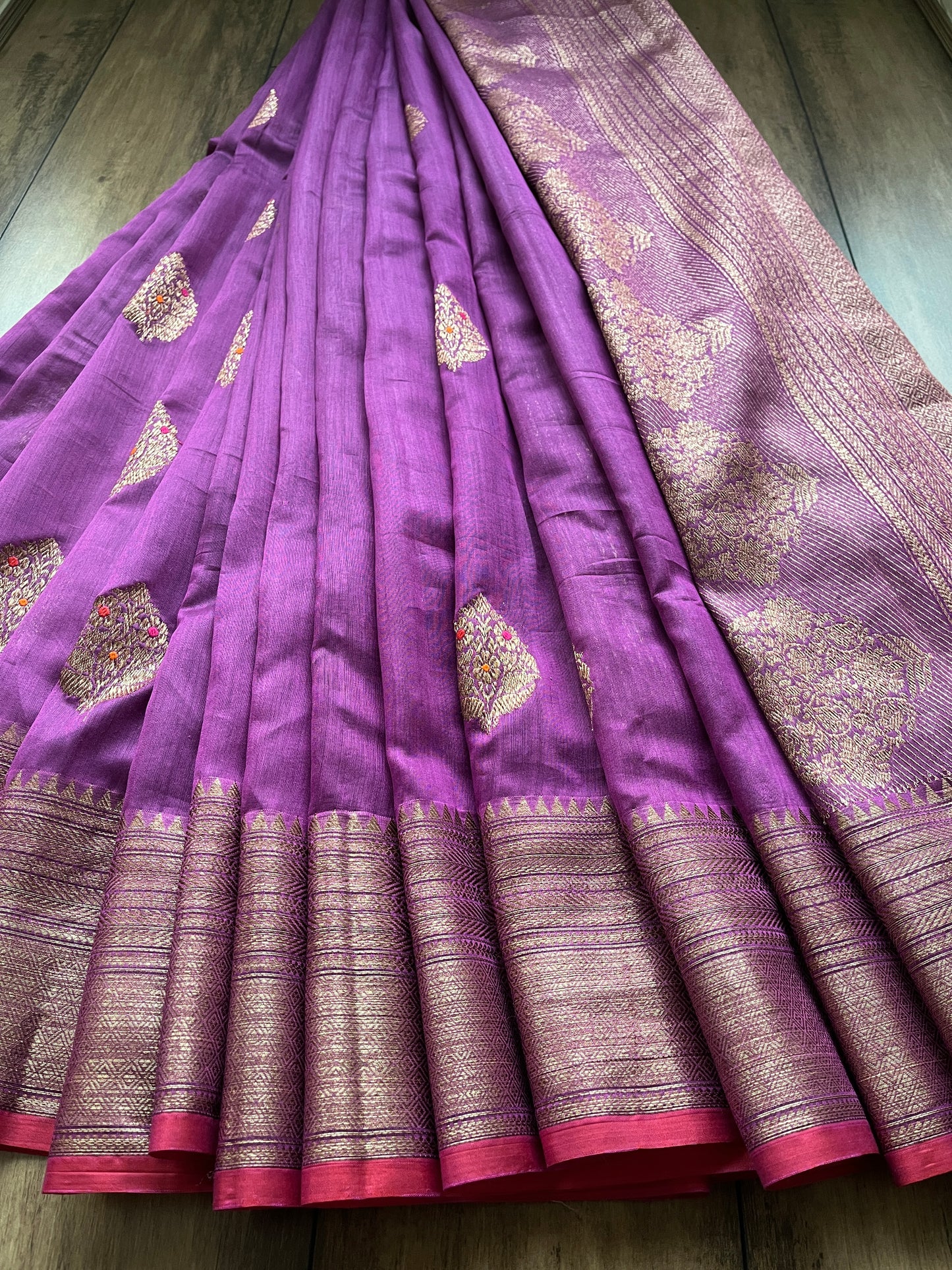Chanderi Meenakari Purple Saree