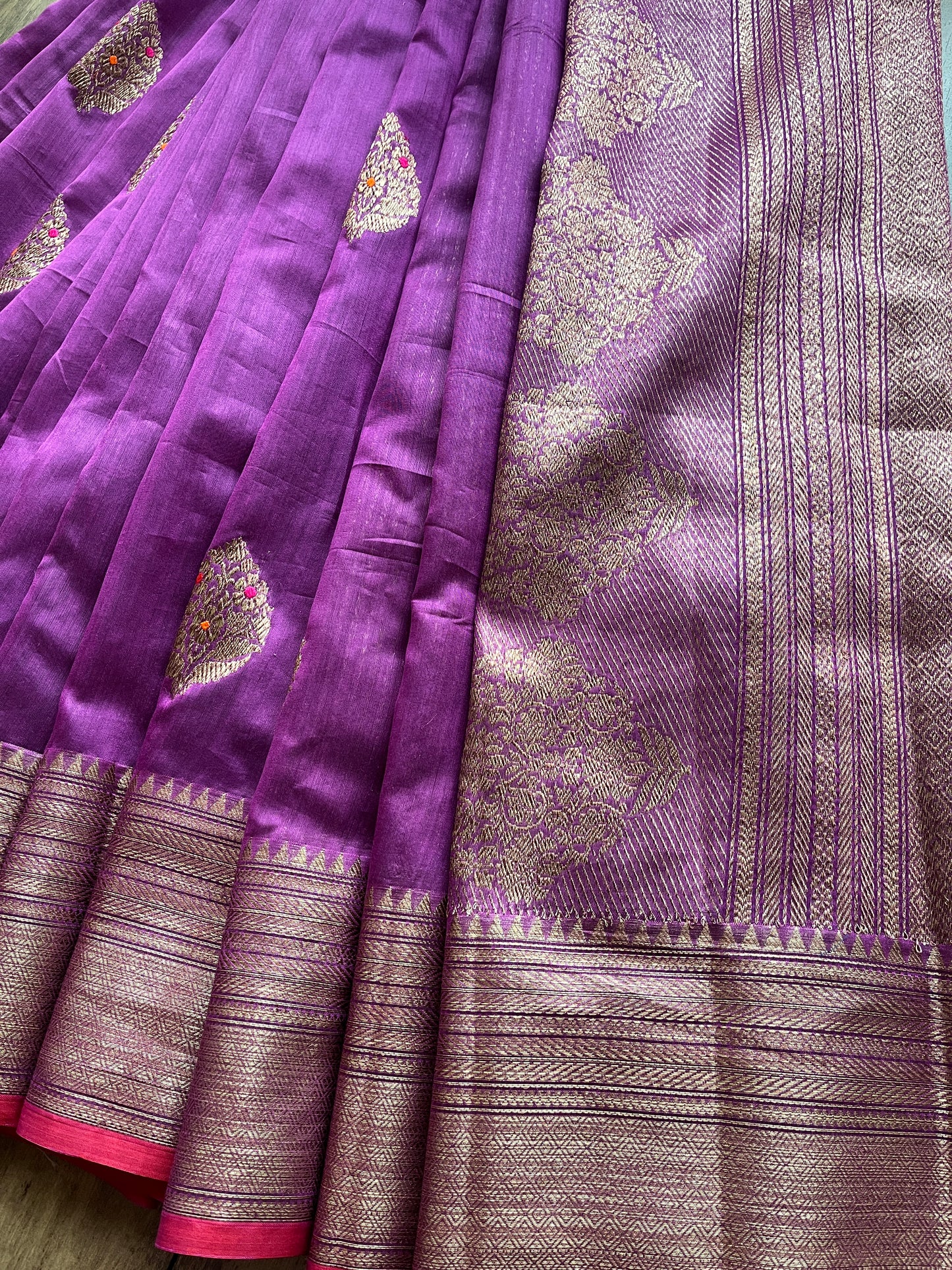 Chanderi Meenakari Purple Saree
