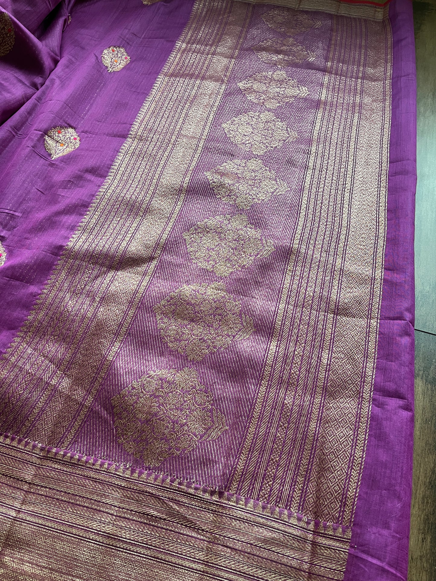 Chanderi Meenakari Purple Saree