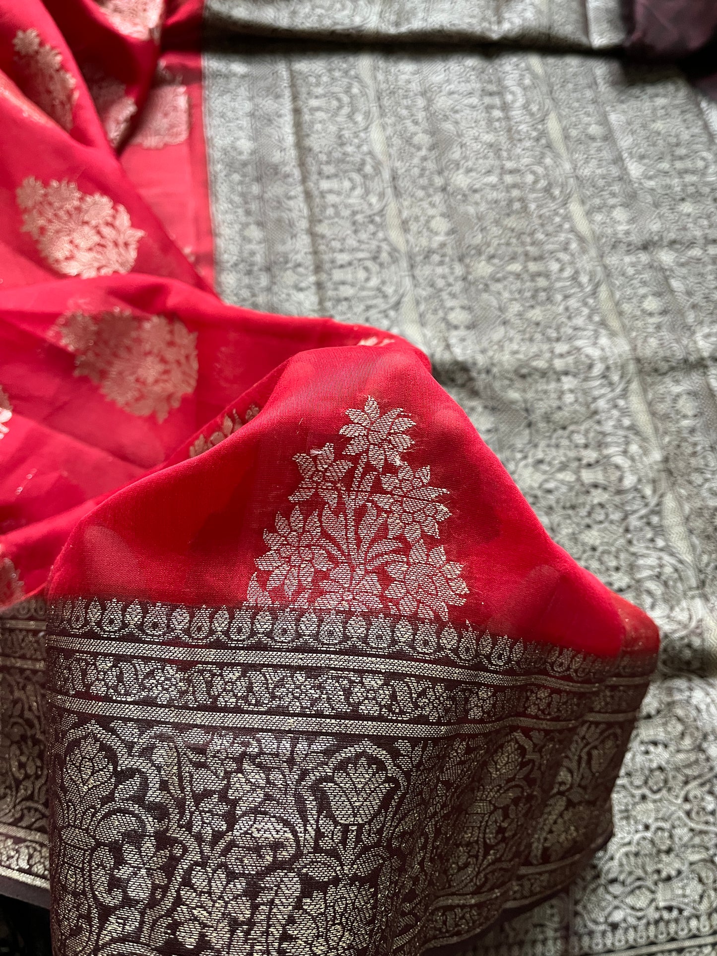 Chanderi Red Rust Saree