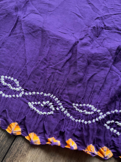 Cotton Rai Bandhej Saree (Purple)