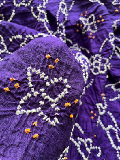Cotton Rai Bandhej Saree (Purple)
