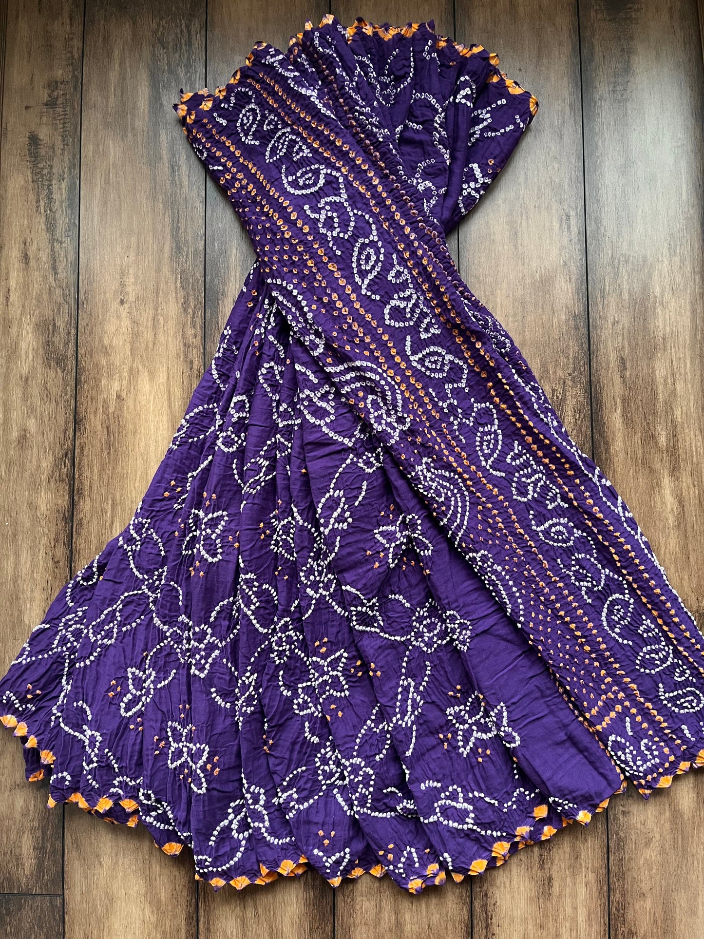 Cotton Rai Bandhej Saree (Purple)