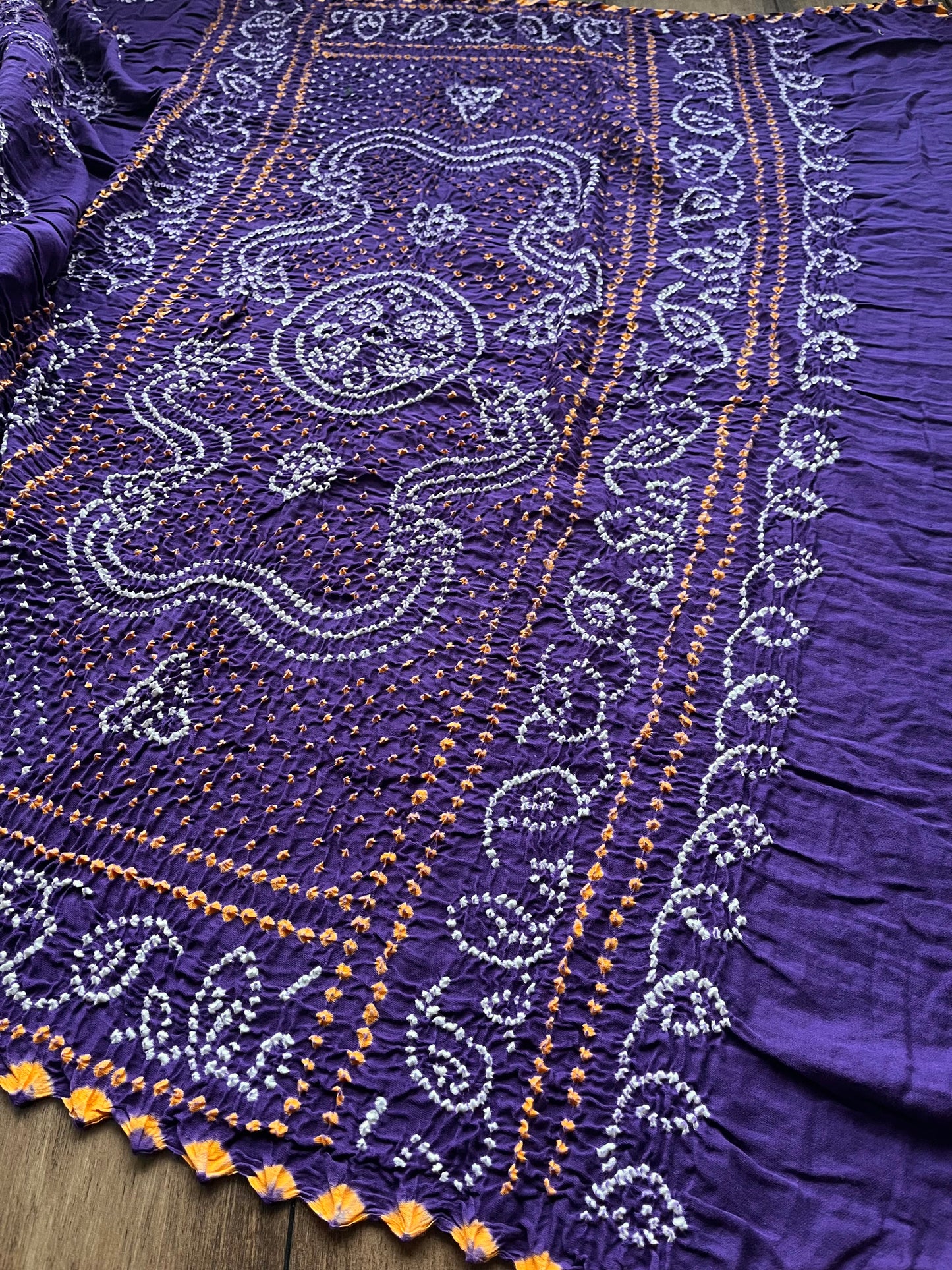 Cotton Rai Bandhej Saree (Purple)