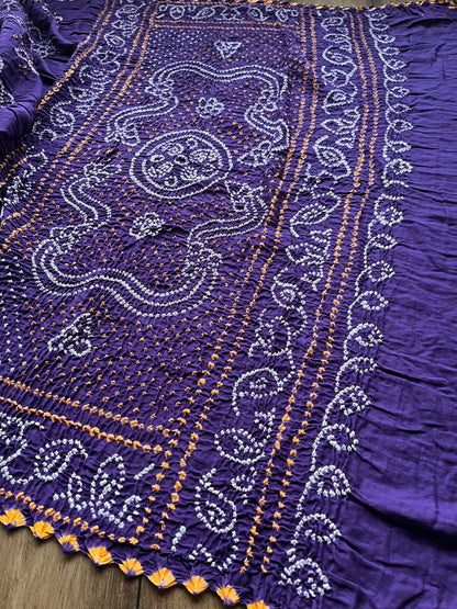 Cotton Rai Bandhej Saree (Purple)