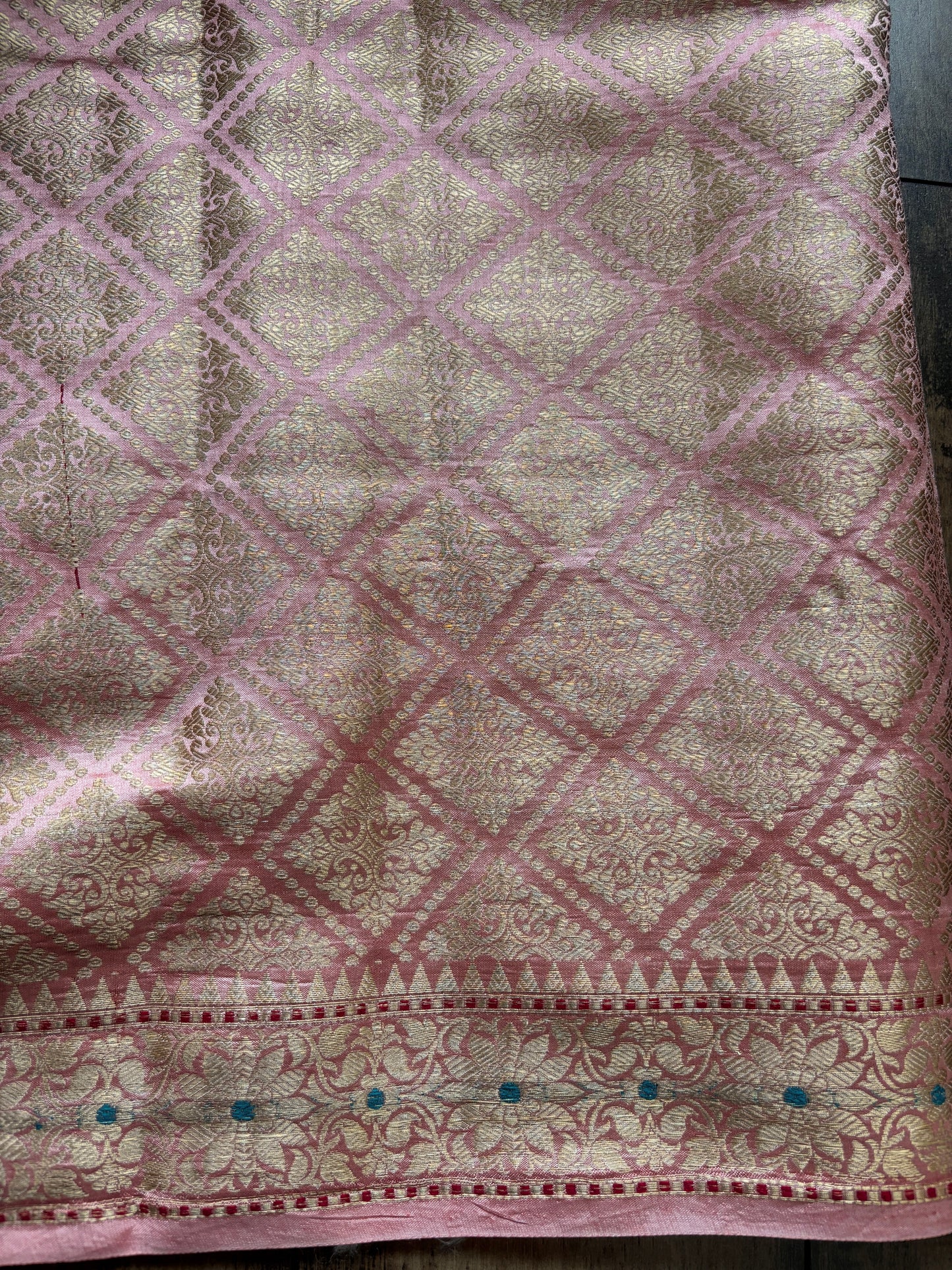 Handloom Chiniya Meenakari Saree (Lemon Yellow-Pink)