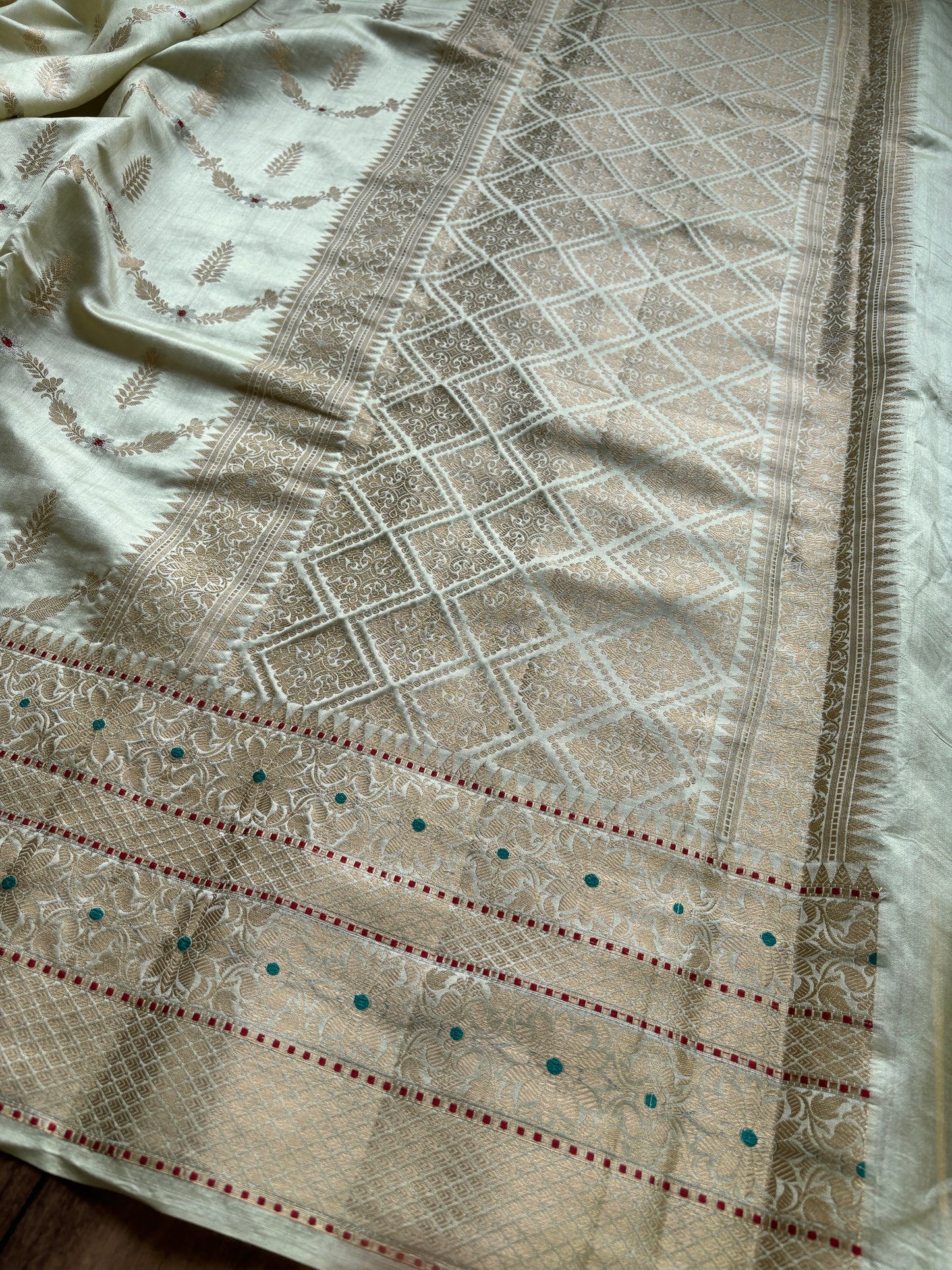 Handloom Chiniya Meenakari Saree (Lemon Yellow-Pink)