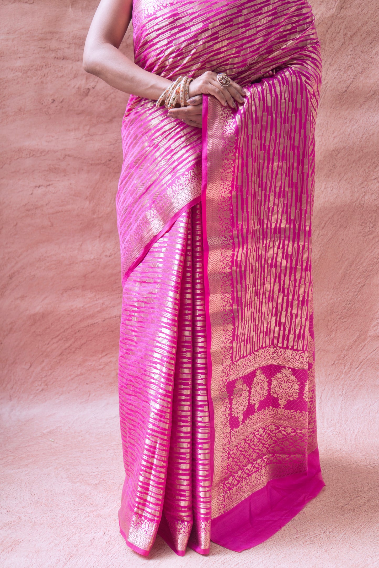 Chiniya Rani Zari Stripes Saree