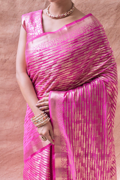 Chiniya Rani Zari Stripes Saree