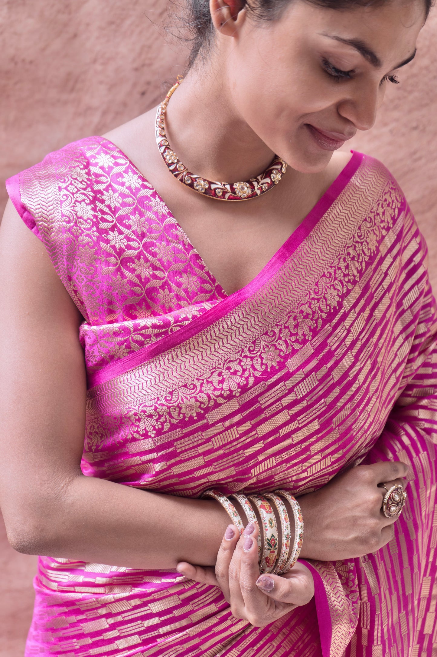 Chiniya Rani Zari Stripes Saree