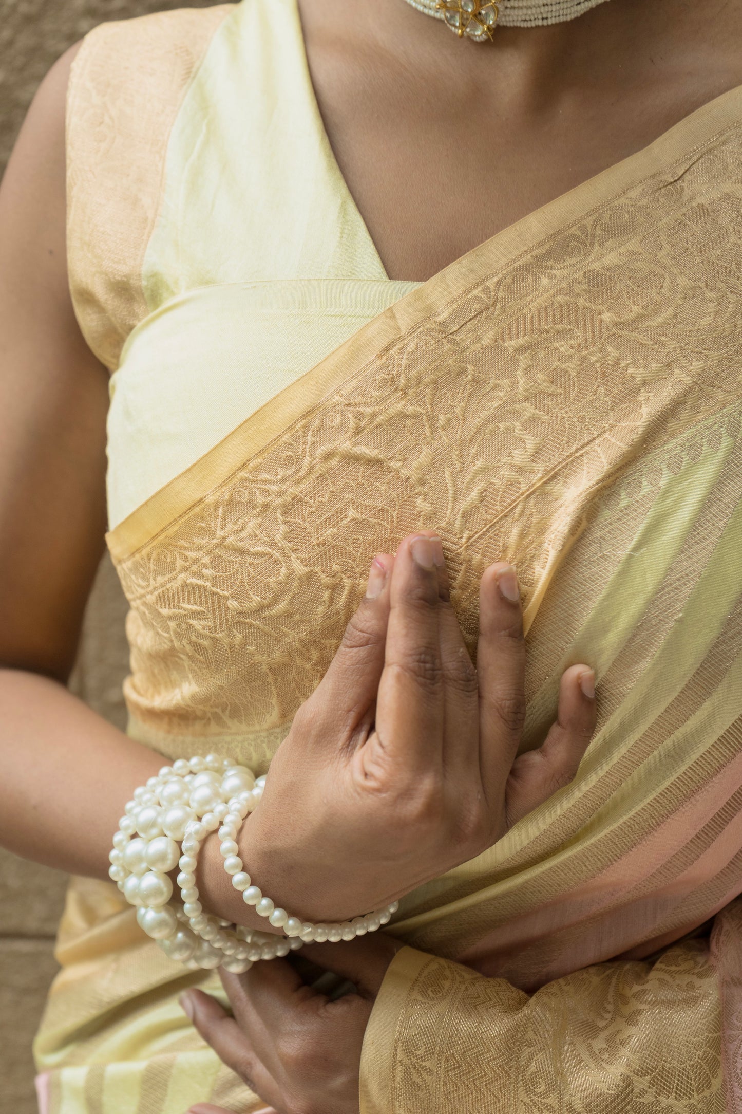 Rangkat Yellow-Peach Chiniya Leheriya Saree
