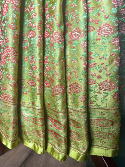 Floral Tanchoi Green Saree