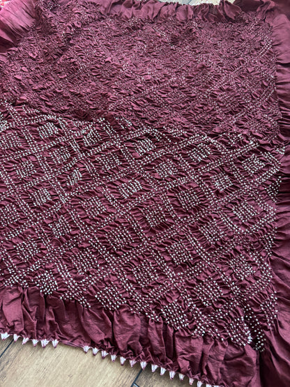Chiniya Zig-Zag Rani-Magenta Bandhej Saree