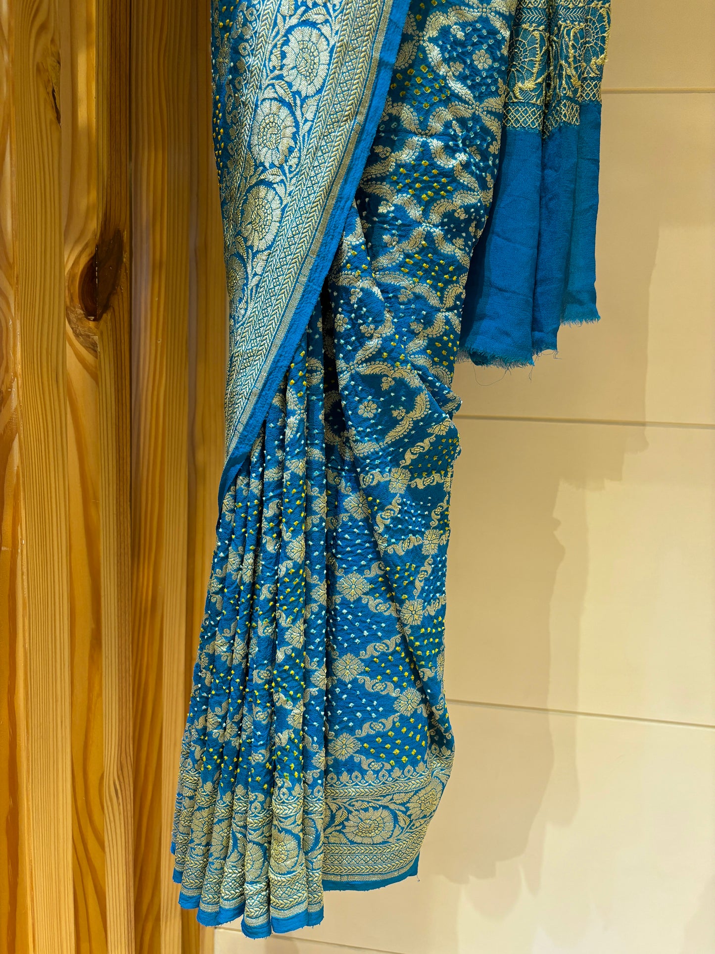 Blue Bandhej Dual Weave Saree