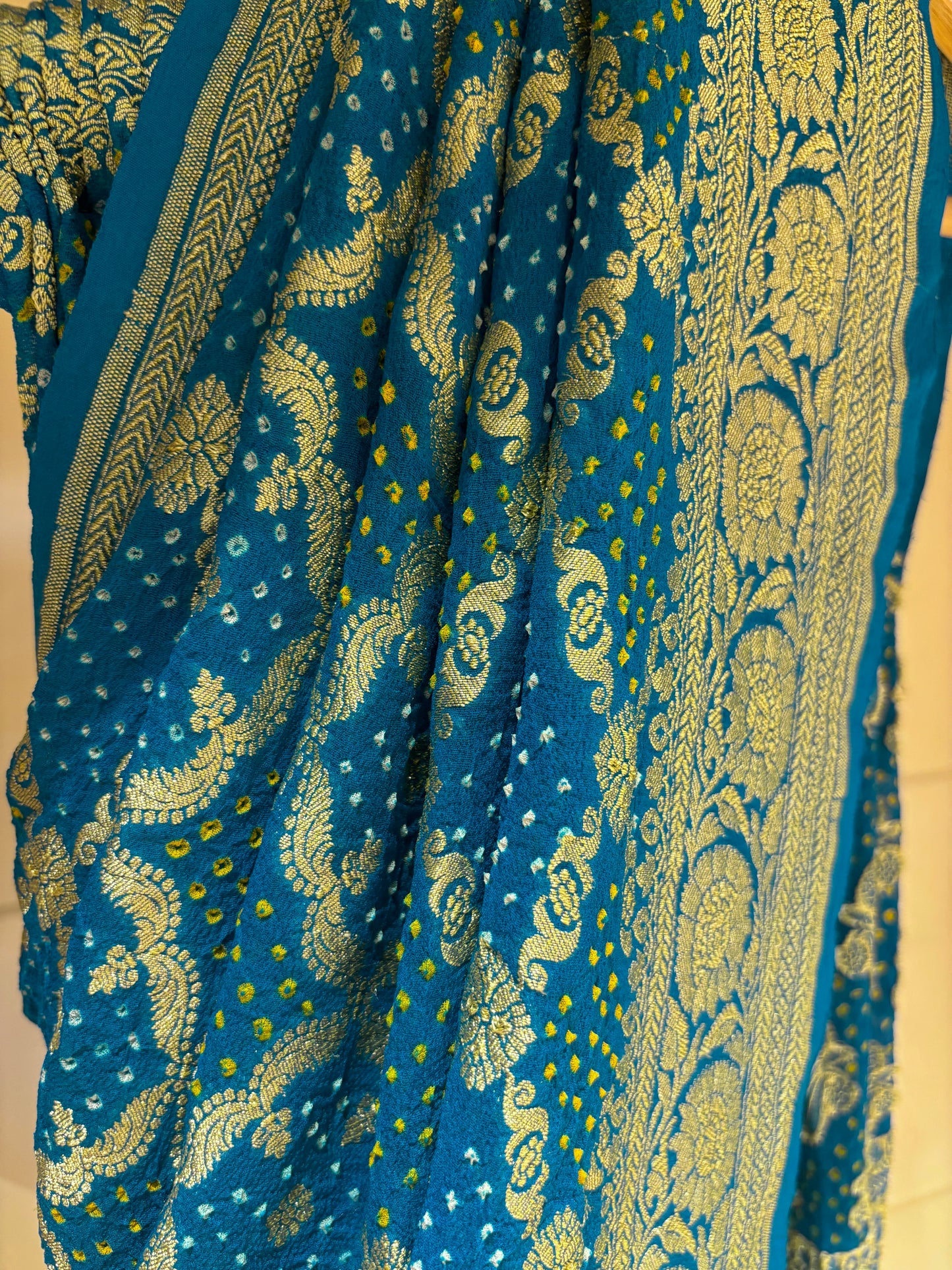 Blue Bandhej Dual Weave Saree