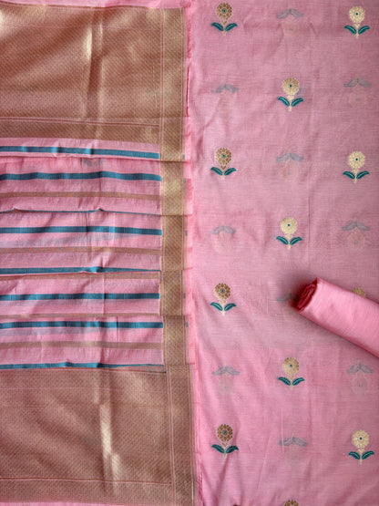 Zari Weaving Baby Pink Set