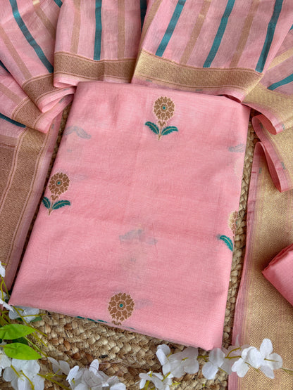 Zari Weaving Baby Pink Set