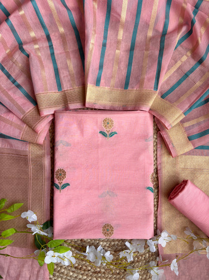 Zari Weaving Baby Pink Set